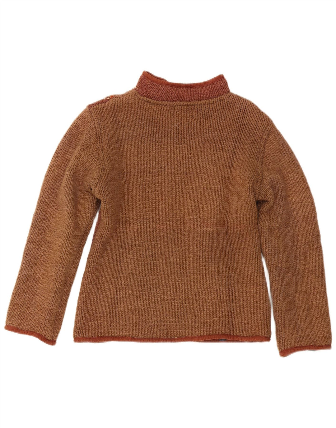 Vintage dame cardigan sweater UK 12 Medium Brown Colourblock