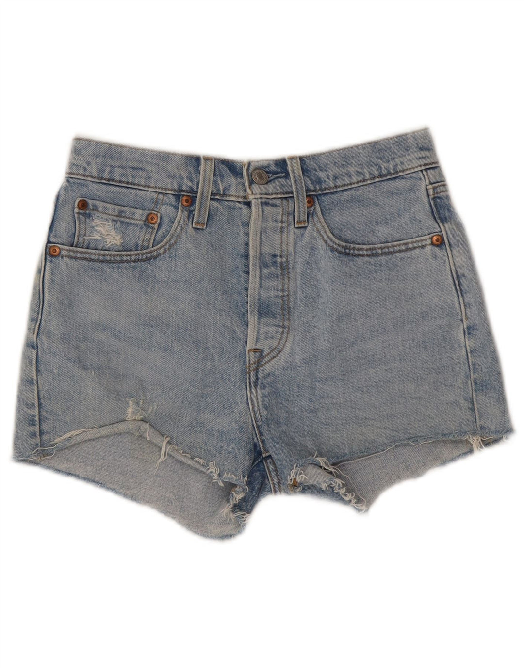 LEVI'S Womens 501 Distressed Denim Shorts W26 Small Blue Cotton