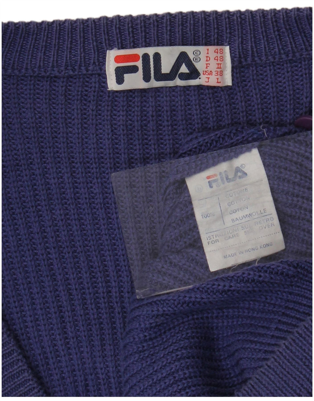 Fila Herre Cardigan Sweater IT 48 Medium Lilla Bomuld