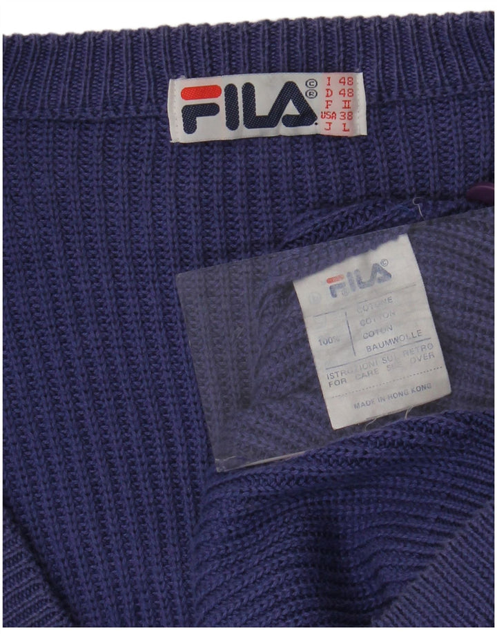 Fila Herre Cardigan Sweater IT 48 Medium Lilla Bomuld