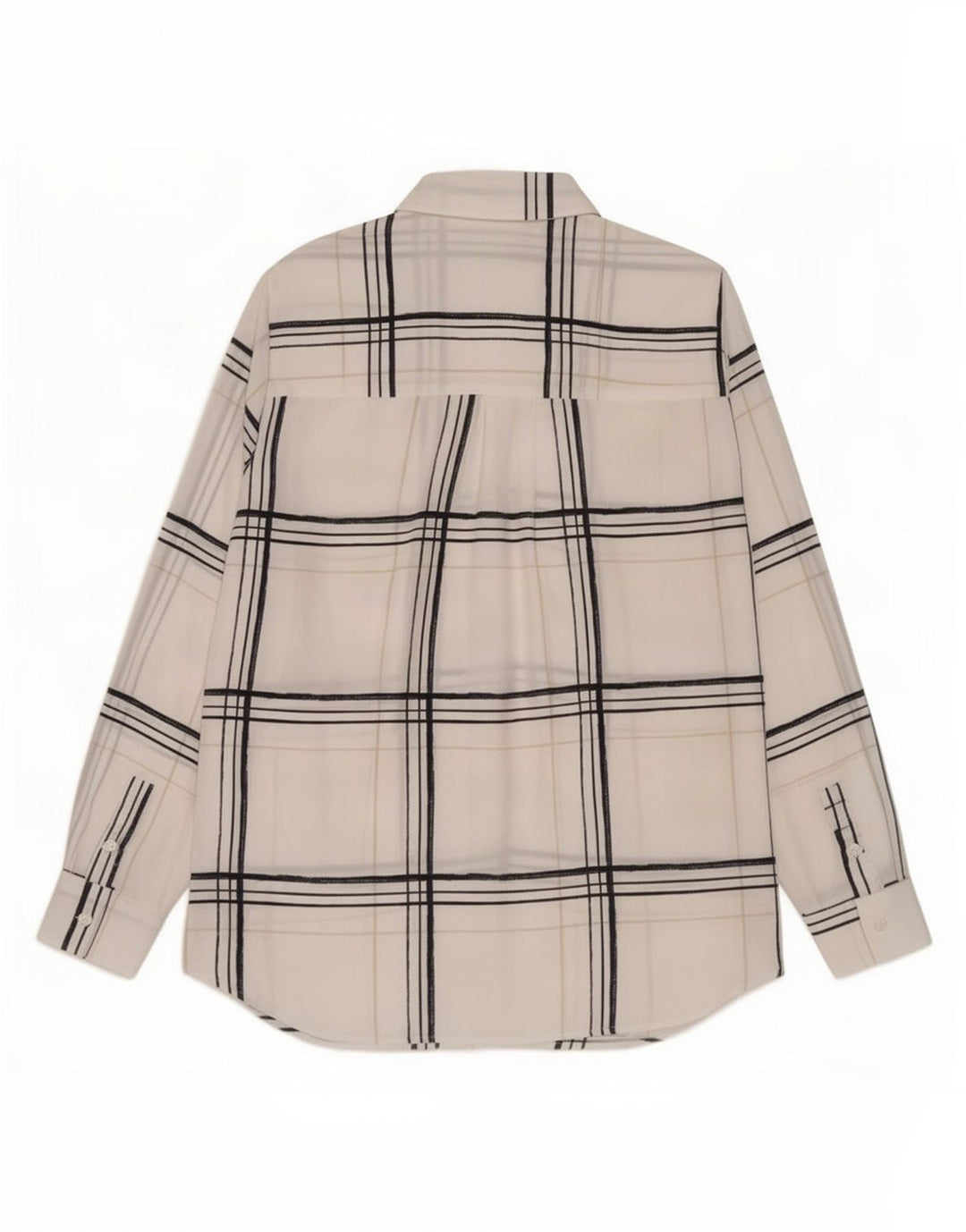 Marks & Spencer Dame Oversized Skjorte UK 10 Small White Plaid Polyester