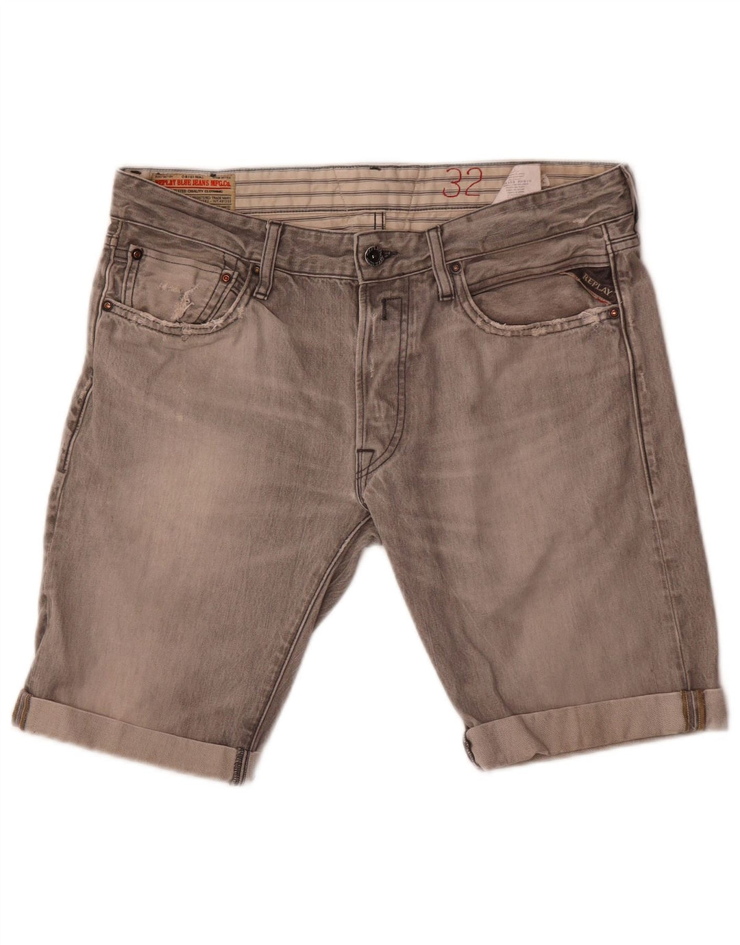 Replay Dame Lenrick Denim Shorts W32 Medium Grey Bomuld