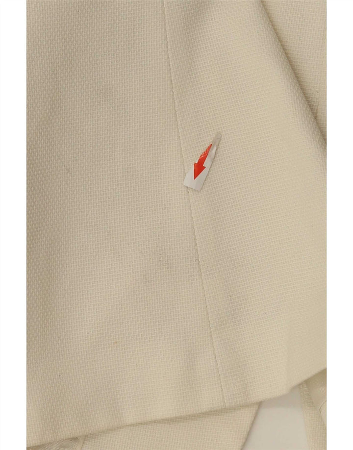 Massimo Dutti Dame 1 Knap Blazer Jakke EU 40 Medium Off White Bomuld