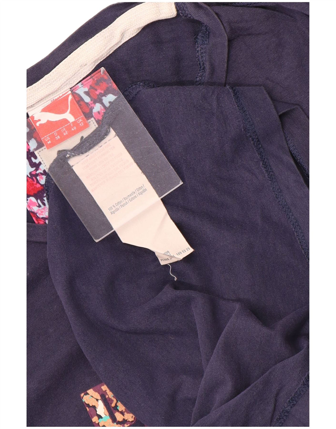 Puma Grafisk T-Shirt Top UK 12 Medium Marineblå Bomuld