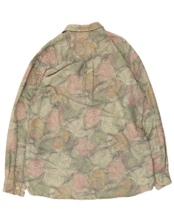Vintage herreskjorte str. 40 Medium Green Floral
