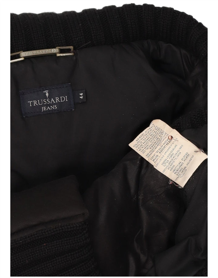 TRUSSARDI JEANS, polstret hættejakke til kvinder IT 44 Medium Sort polyamid