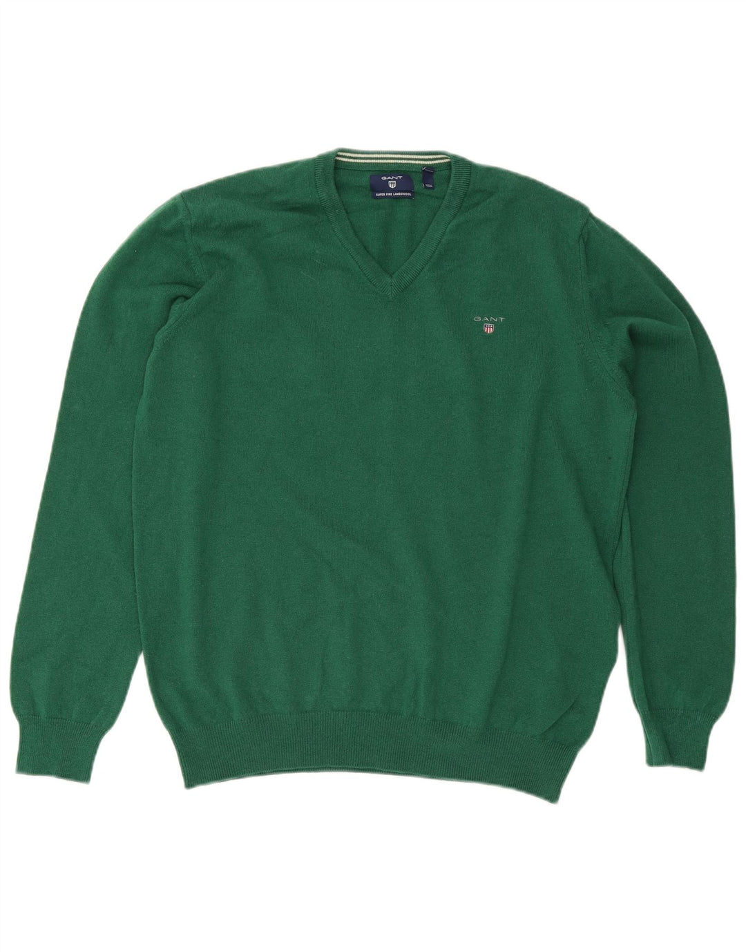 Gant Herre V-hals sweater XL Grøn uld
