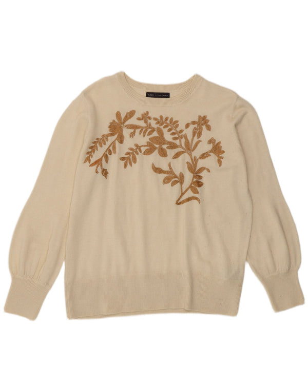 Marks & Spencer Dame Boat Neck Jumper Sweater UK 14 Large Off White