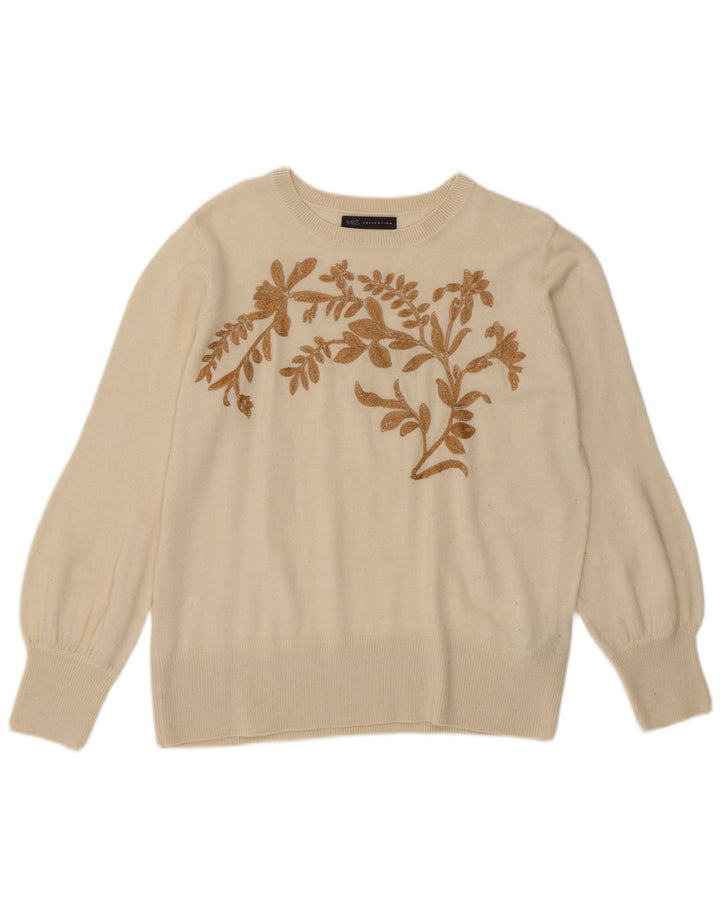 Marks & Spencer Dame Boat Neck Jumper Sweater UK 14 Large Off White