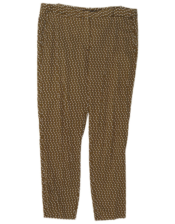 Zara Dame Slim Chino Bukser EU 42 Large W32 L27 Khaki Geometric