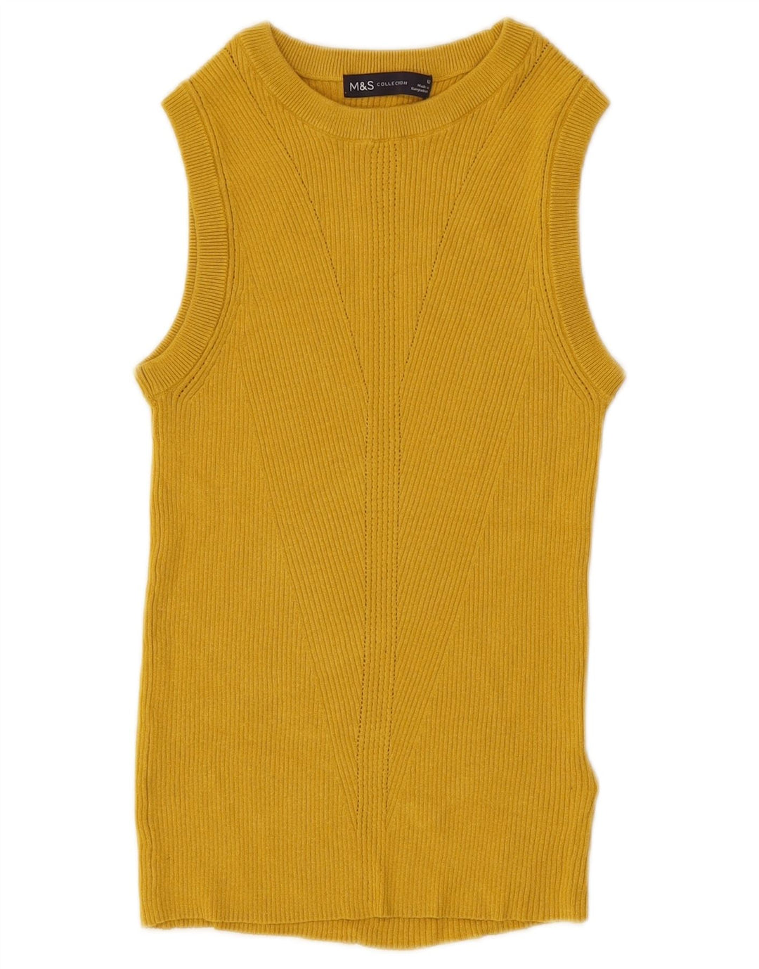 Marks & Spencer Damevest Tank Top UK 12 Medium Yellow Viscose