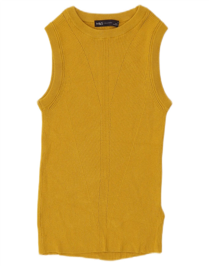 Marks & Spencer Damevest Tank Top UK 12 Medium Yellow Viscose