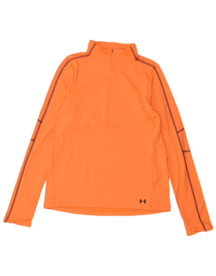 Under Armour Herre Zip Neck Pullover Træningsdragt Top Lille Orange Polyester