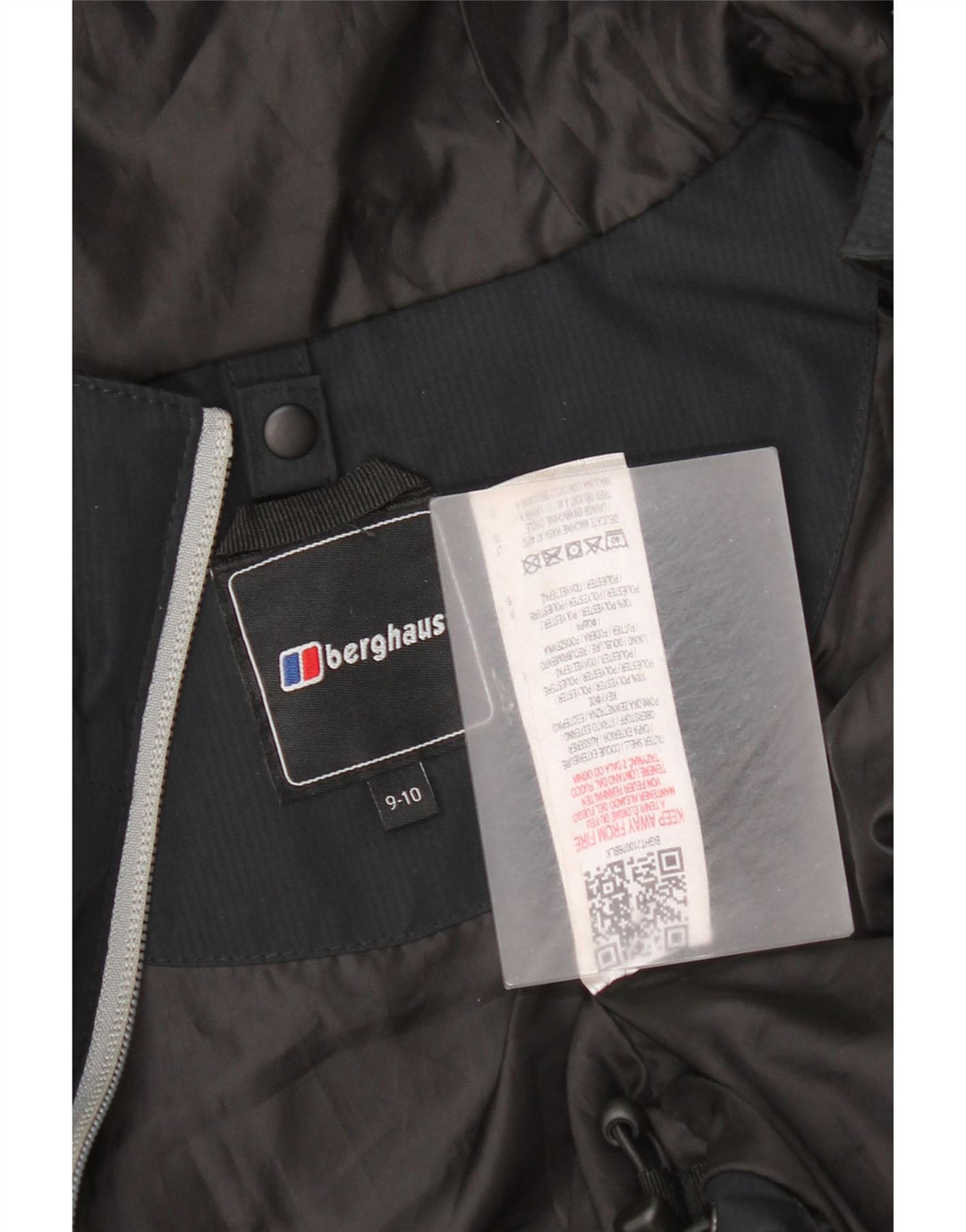 Berghaus Regnjakke med hætte til drenge 9-10 år sort polyester