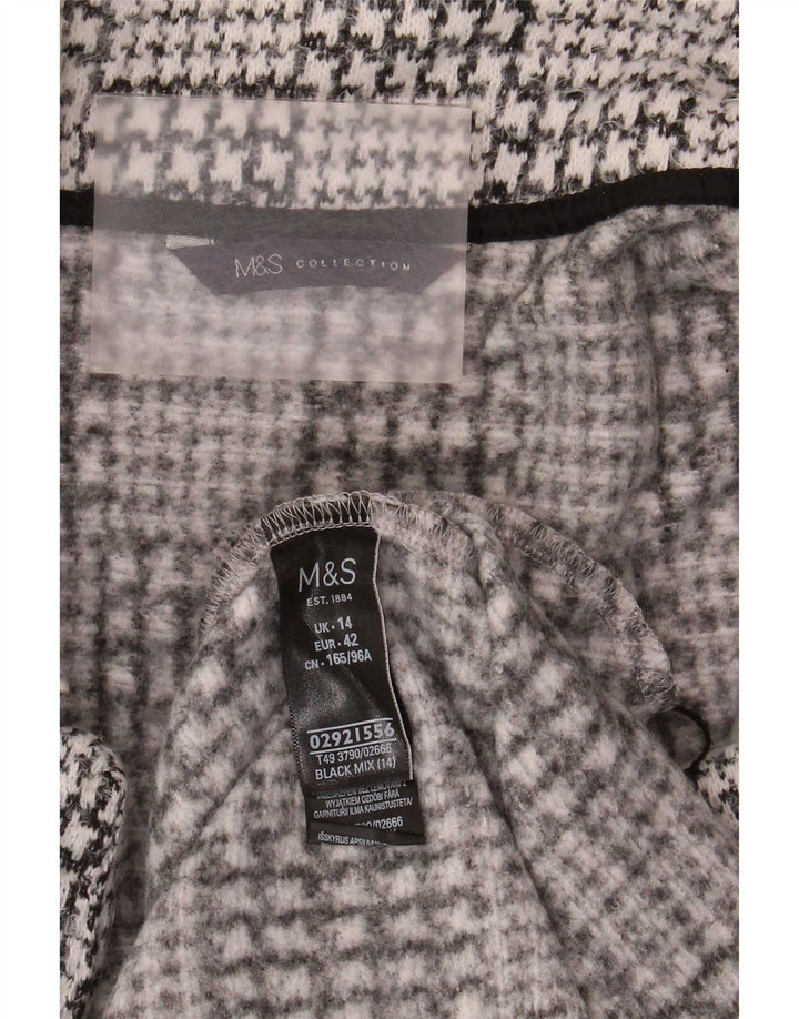 Marks & Spencer Dame åben overfrakke UK 14 Large Black Houndstooth