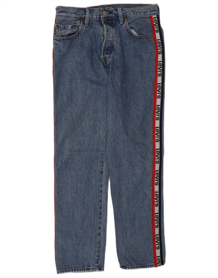 LEVI'S Womens 501 Graphic Straight Jeans W27 L28 Blue Cotton