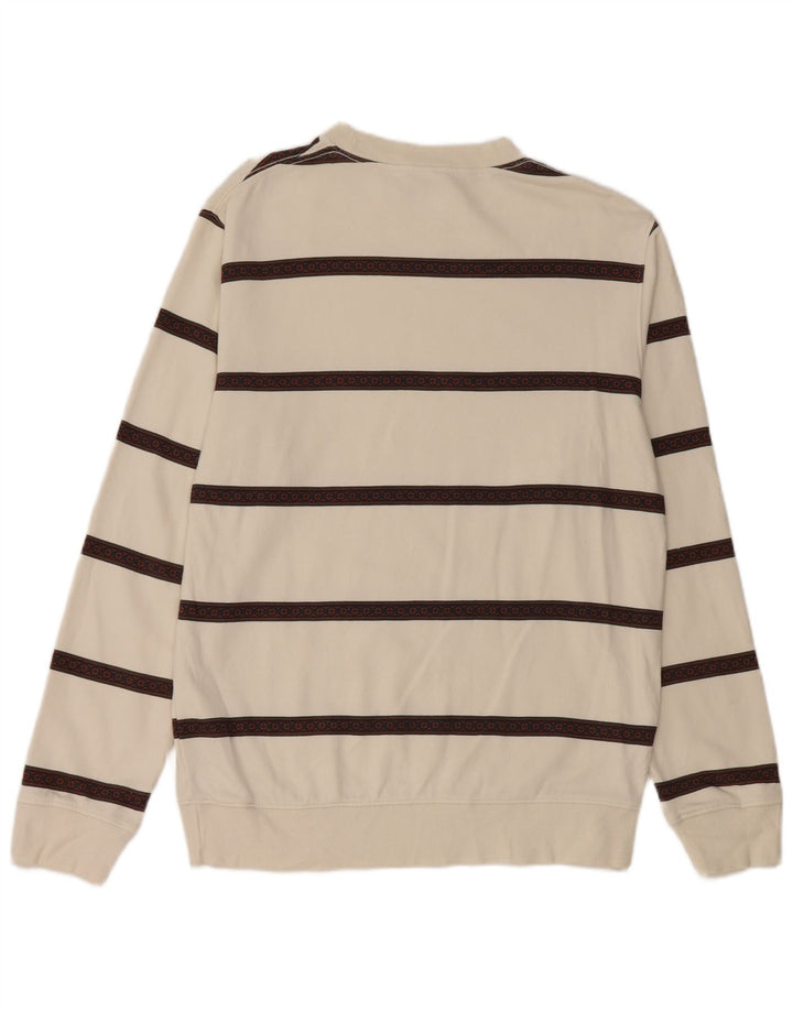 Quiksilver Herre sweatshirt Jumper Medium Hvid Stribet Bomuld