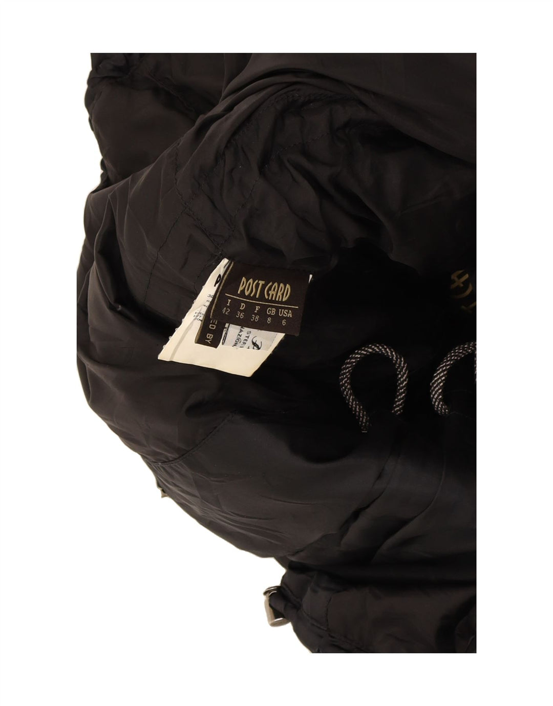 POST CARD Womens Hooded Windbreaker Jacket UK 8 Small Black Winter Vintage Post Card and Second-Hand Post Card from Messina Hembry 