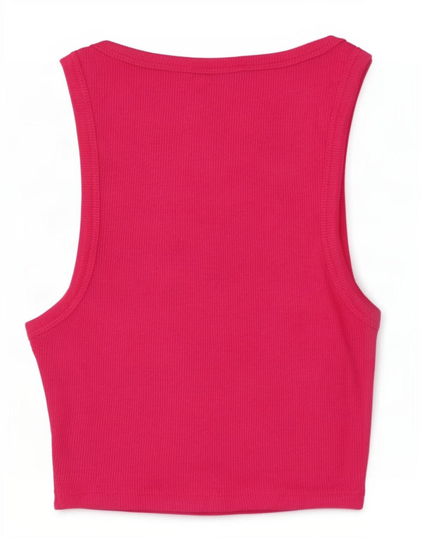 Zara Womens Crop Vest Top UK 8 Small Pink Cotton
