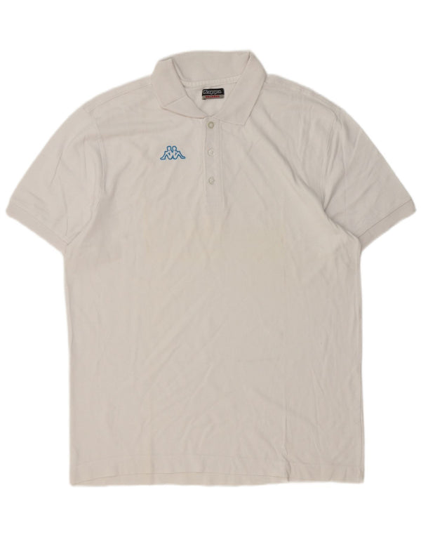 Kappa Herre grafisk poloshirt 2XL hvid bomuld