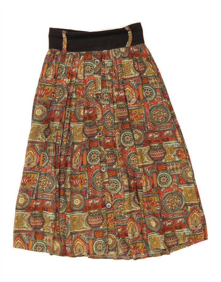 VINTAGE Womens Abstract Pattern Pleated Skirt W30 Medium Multicoloured Vintage Vintage and Second-Hand Vintage from Messina Hembry 