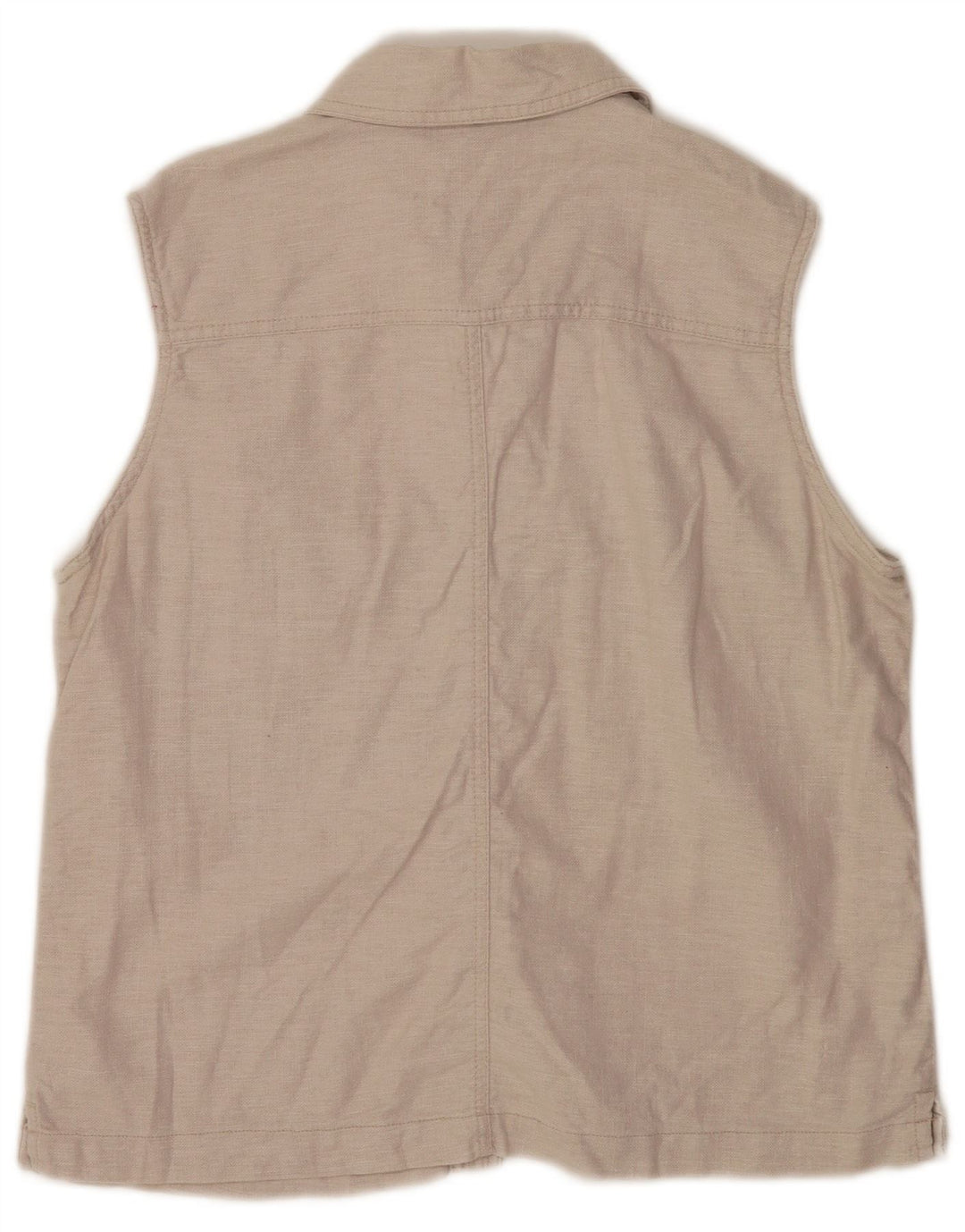 Faded Glory Dame ærmeløs skjorte bluse UK 16 Large Grey Linen