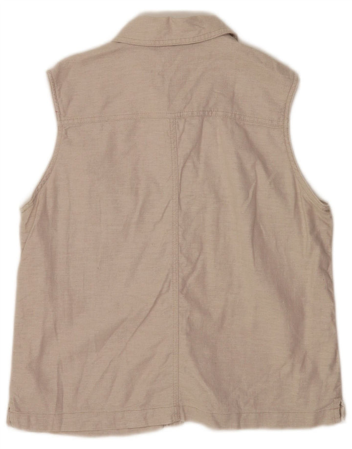 Faded Glory Dame ærmeløs skjorte bluse UK 16 Large Grey Linen