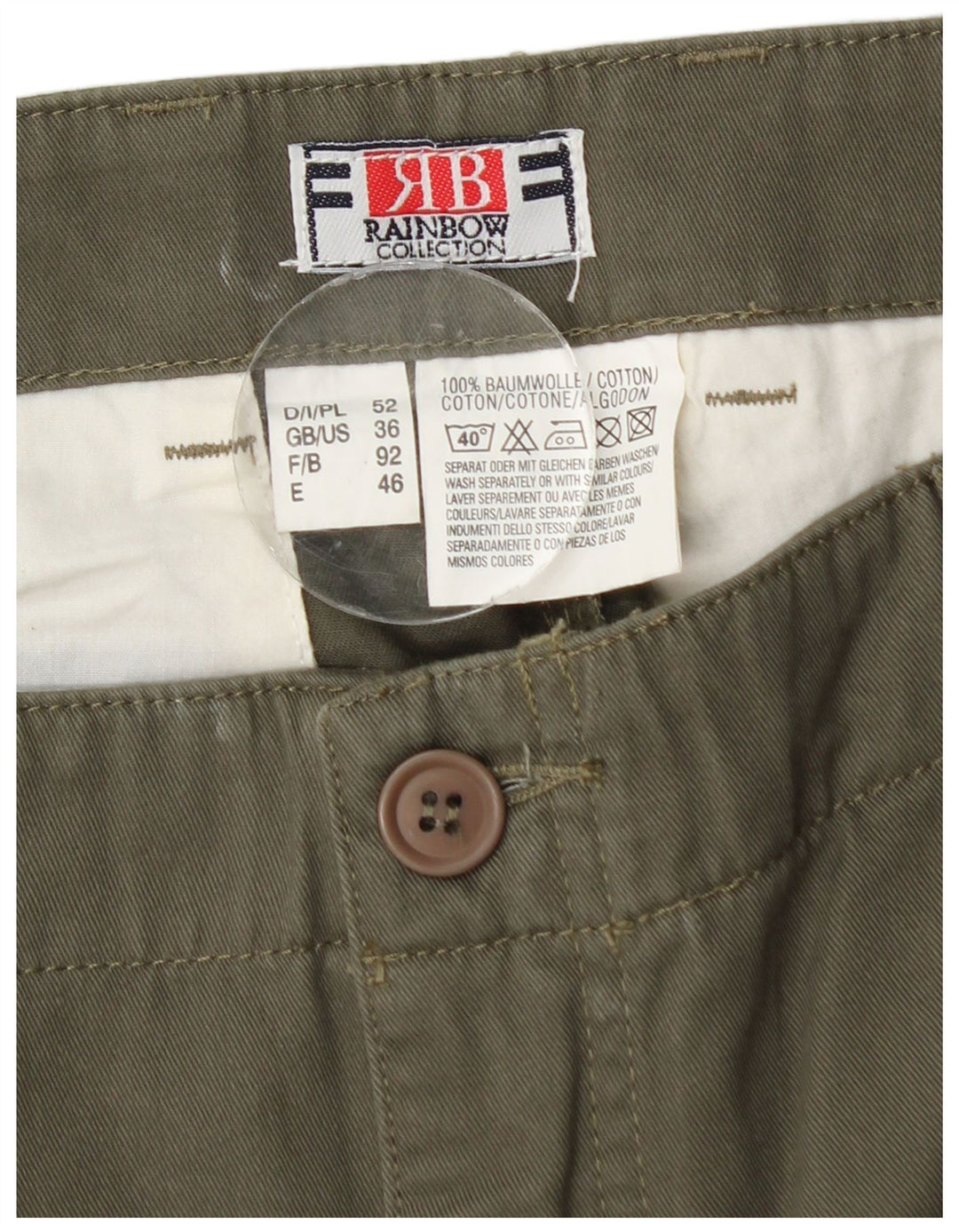 Rainbow Straight Cargo Bukser til mænd W36 L28 Khaki Bomuld