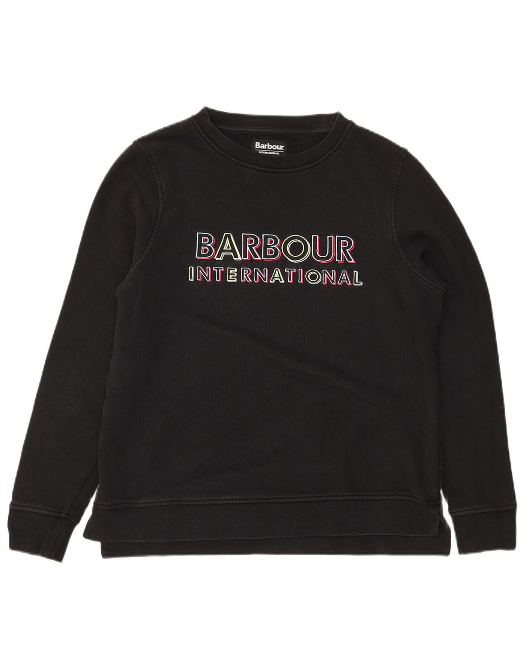 BARBOUR Grafisk Sweatshirt Jumper UK 12 Medium Sort Bomuld