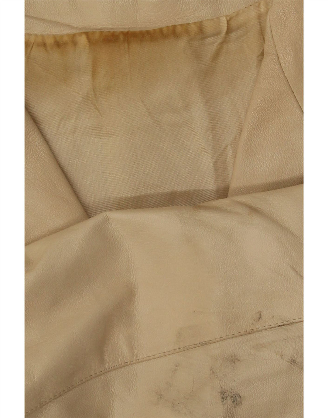 Vintage dame 3-knaps læder blazerjakke IT 48 XL beige læder