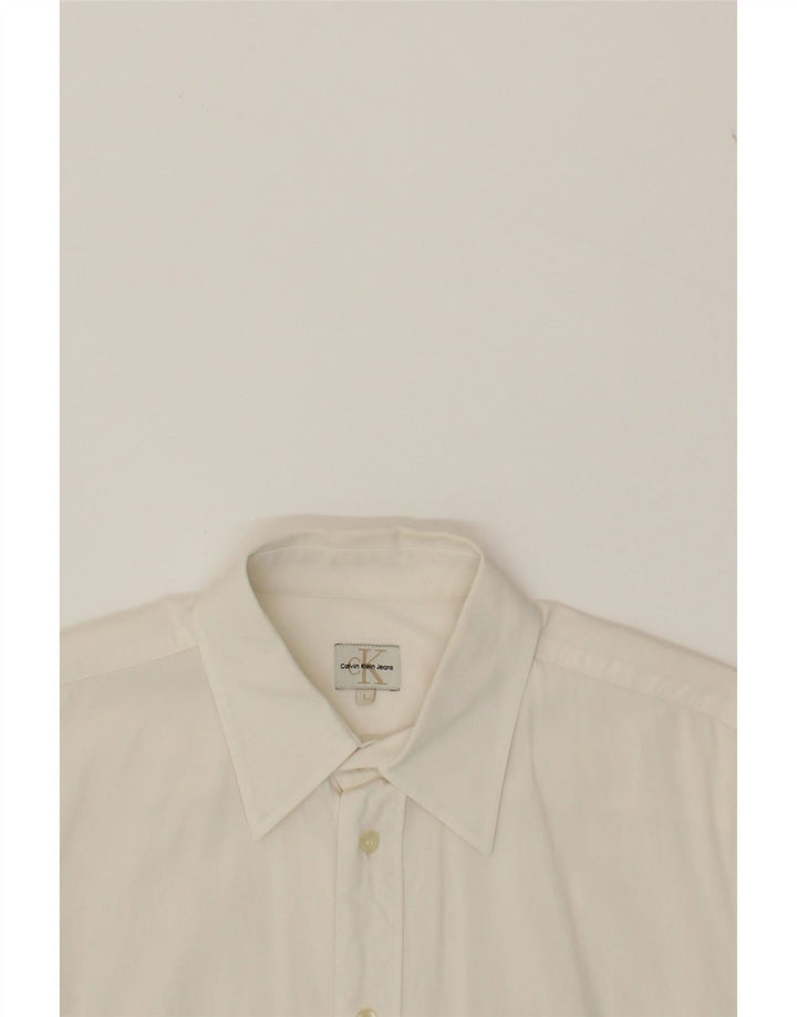 CALVIN KLEIN JEANS Mens Shirt Large White Cotton Vintage Calvin Klein Jeans and Second-Hand Calvin Klein Jeans from Messina Hembry 
