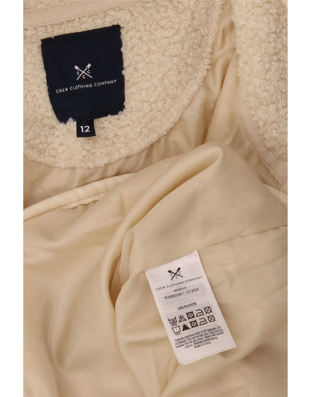 Crew Clothing Dame Fleecejakke UK 12 Medium Beige Polyester
