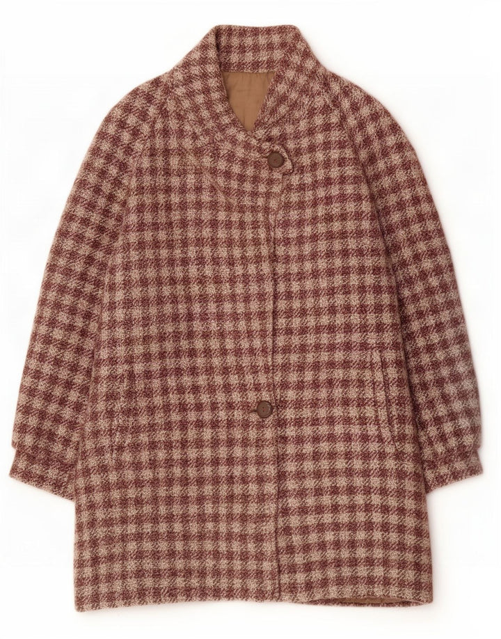 Vintage overfrakke til kvinder IT 48 XL Brun Gingham Wool