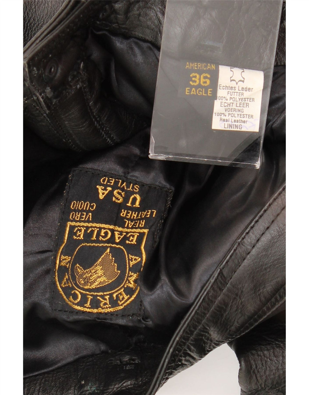 American Eagle Herre Slim Læderbukser W36 L30 Sort Læder