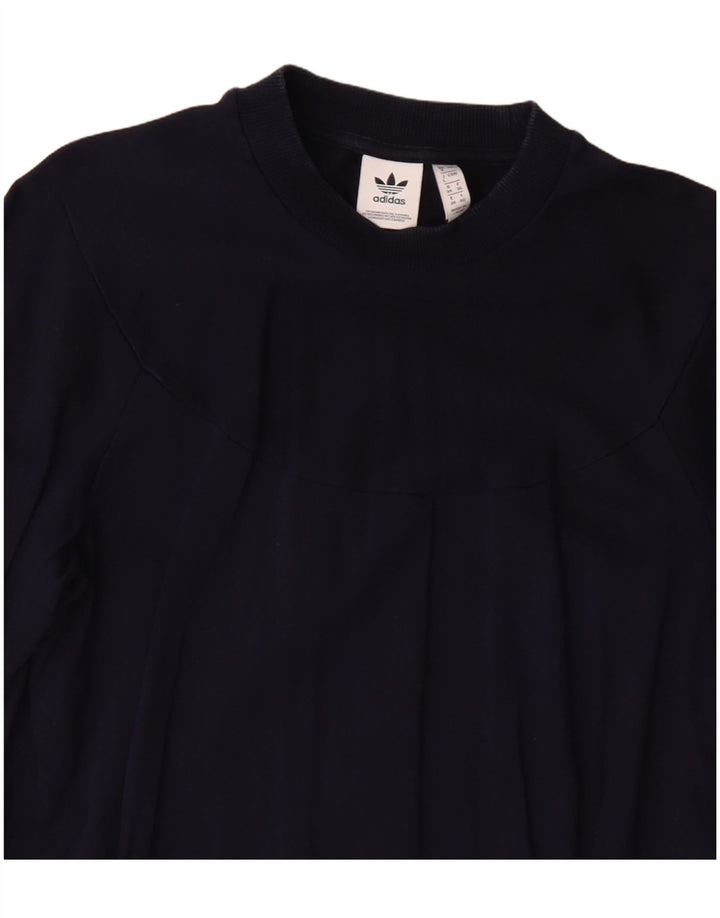 Adidas Dame Sweatshirt Jumper UK 8 Small Navy Blue Bomuld