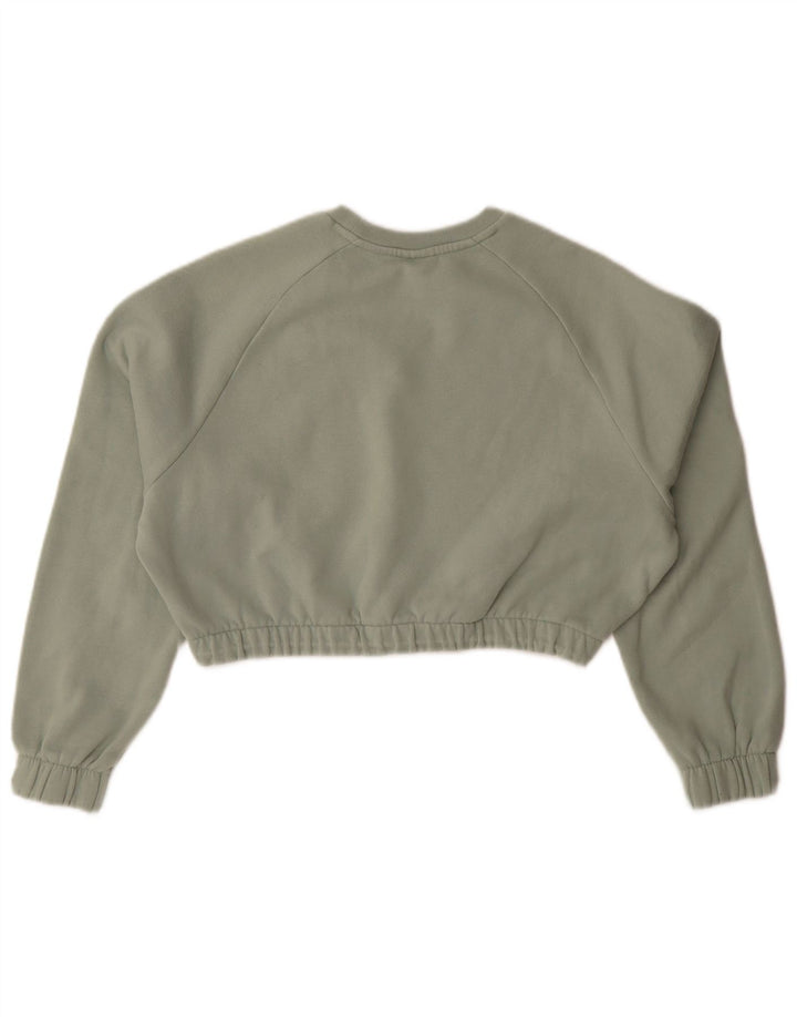 Puma Womens Crop Oversized Sweatshirt Jumper UK 10 Lille grøn bomuld