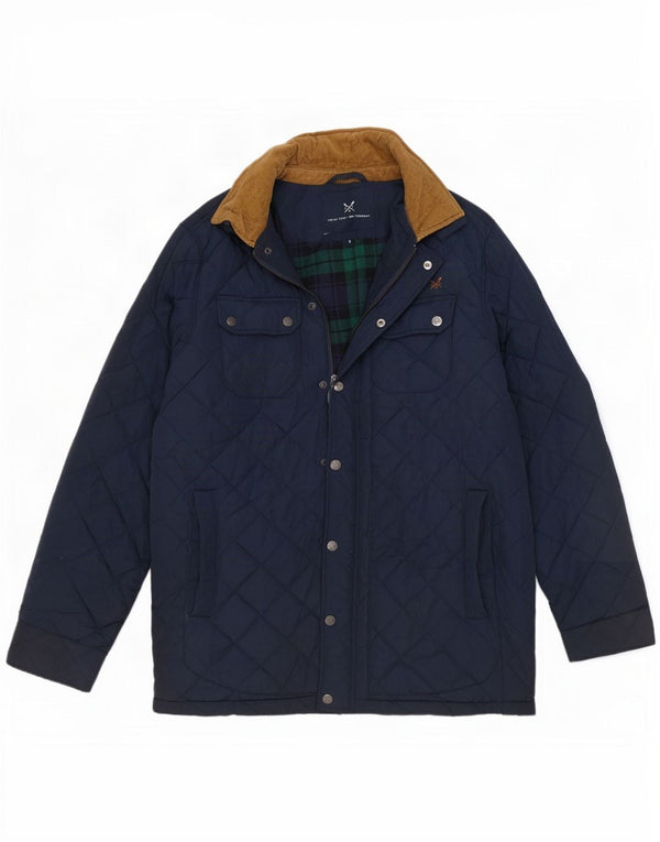 Crew Clothing Mens Quilted Jacket UK 36 Small Navy Blue Polyester