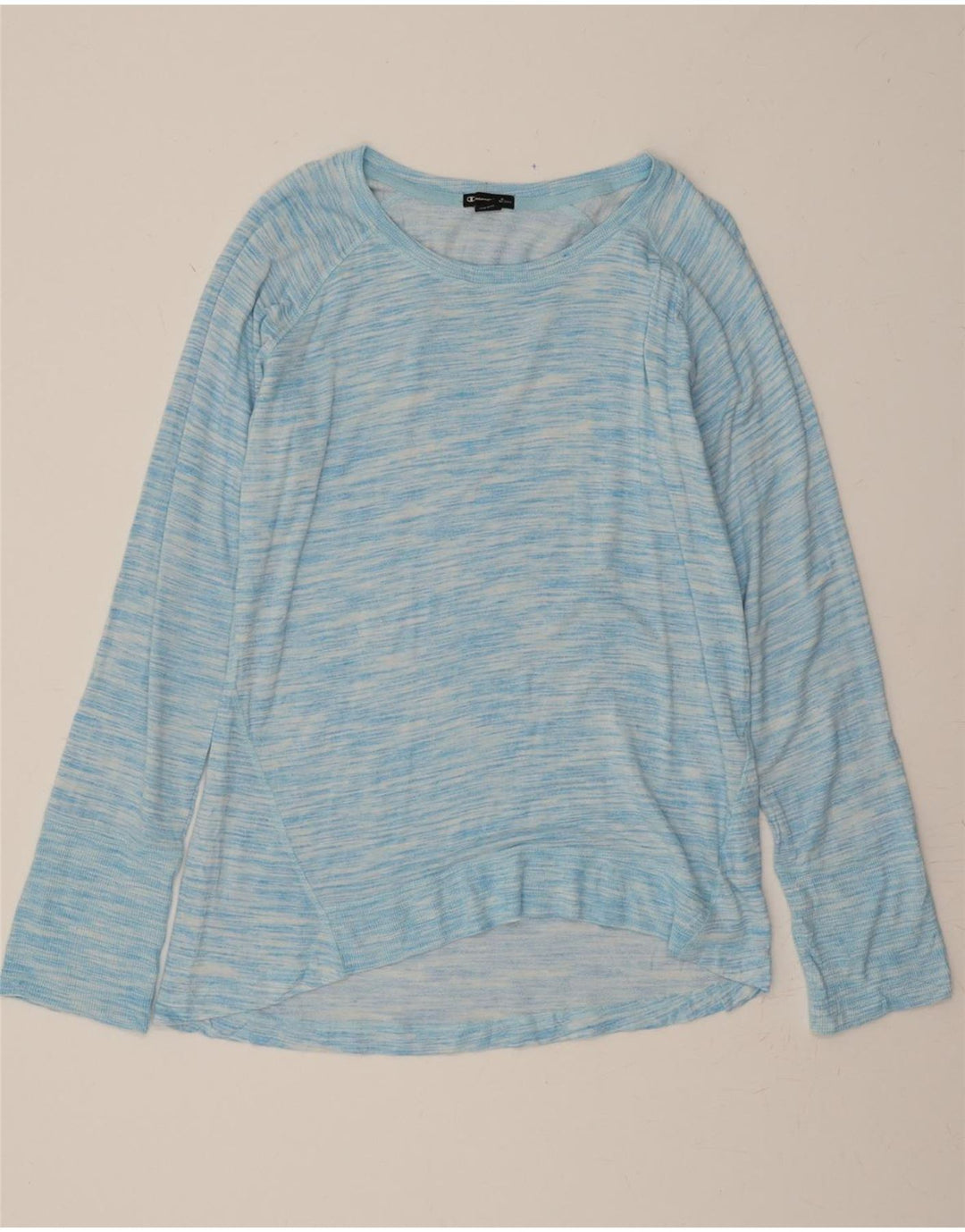 CHAMPION Womens Top Long Sleeve UK 16 Large Blue Flecked Rayon Vintage Champion and Second-Hand Champion from Messina Hembry 