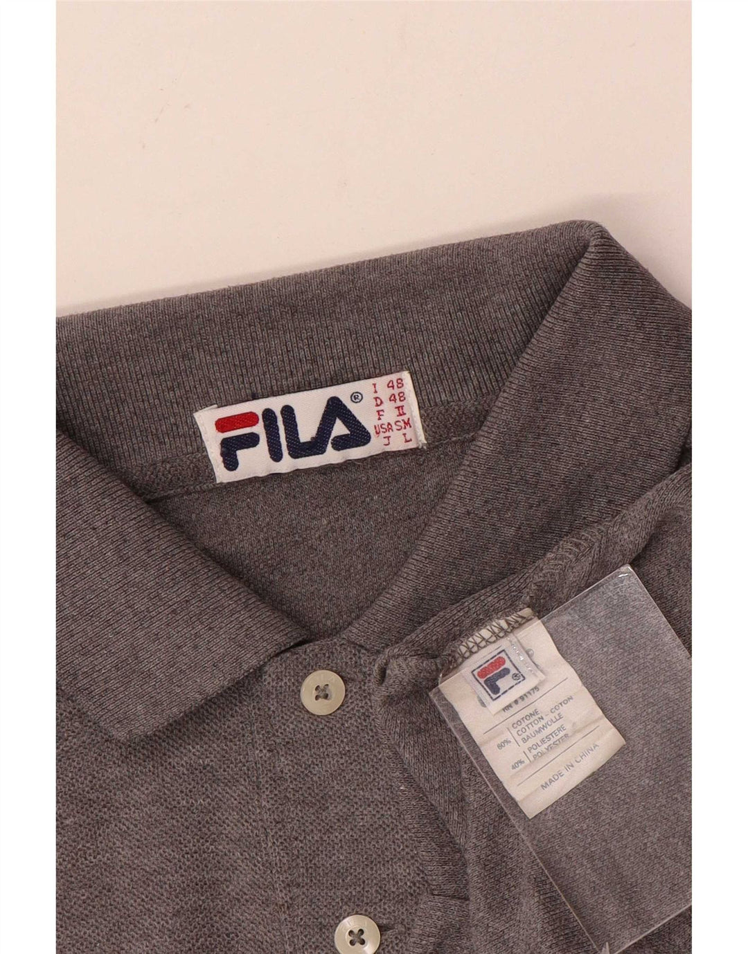 Fila Herre Polo Shirt IT 48 Medium Grå Bomuld
