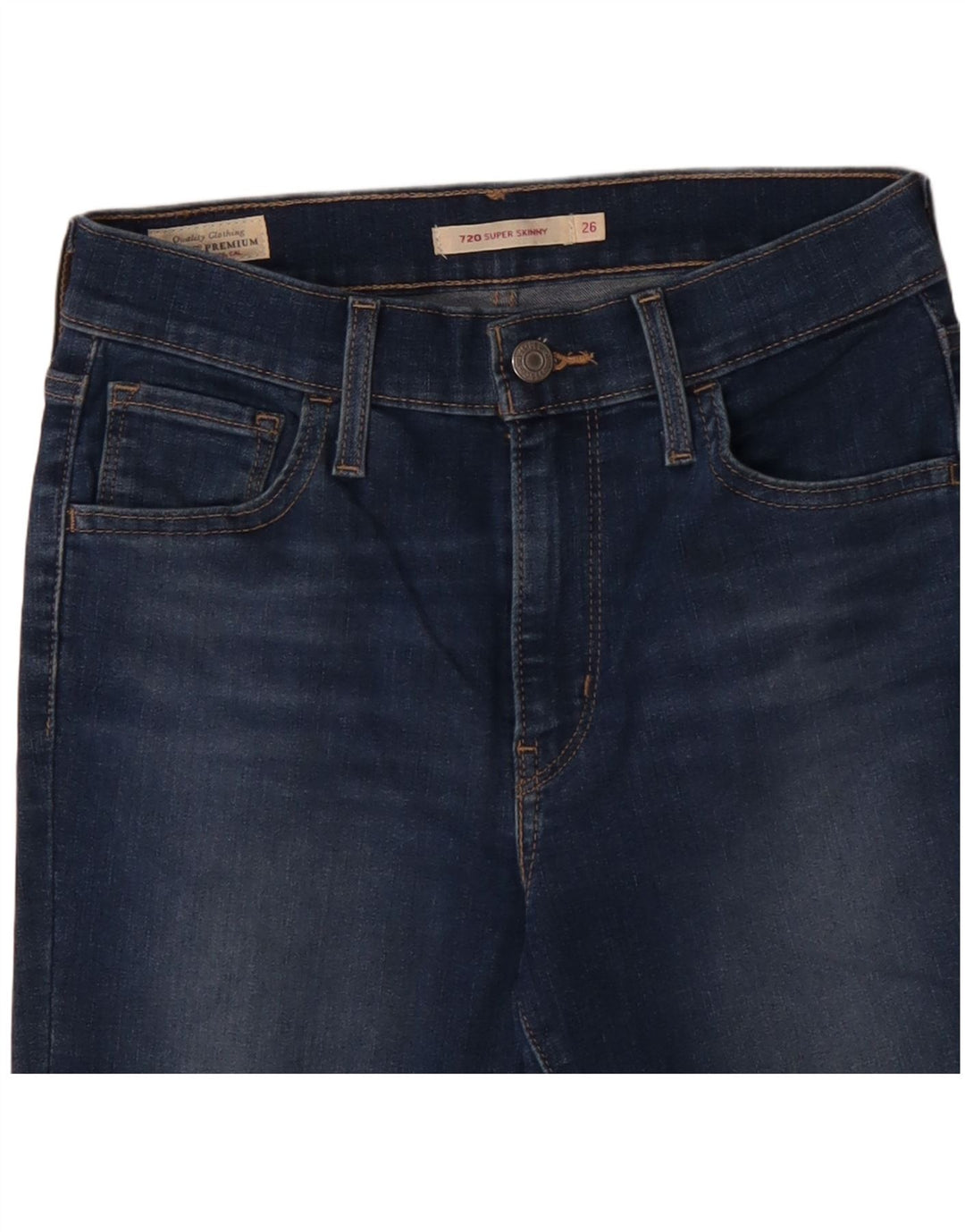 LEVI'S Dame 720 Skinny Jeans W26 L28 Blå Bomuld