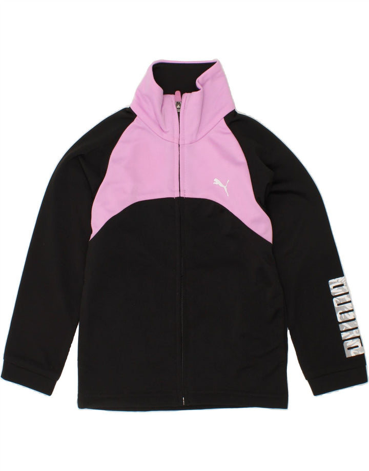 PUMA Girls Graphic Tracksuit Top Jacket 4-5 Years Black Colourblock Vintage Puma and Second-Hand Puma from Messina Hembry 