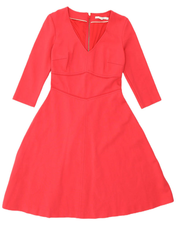 Boden Dame 3/4 ærmer Regular A-Line Kjole UK 10 Small Red Viscose