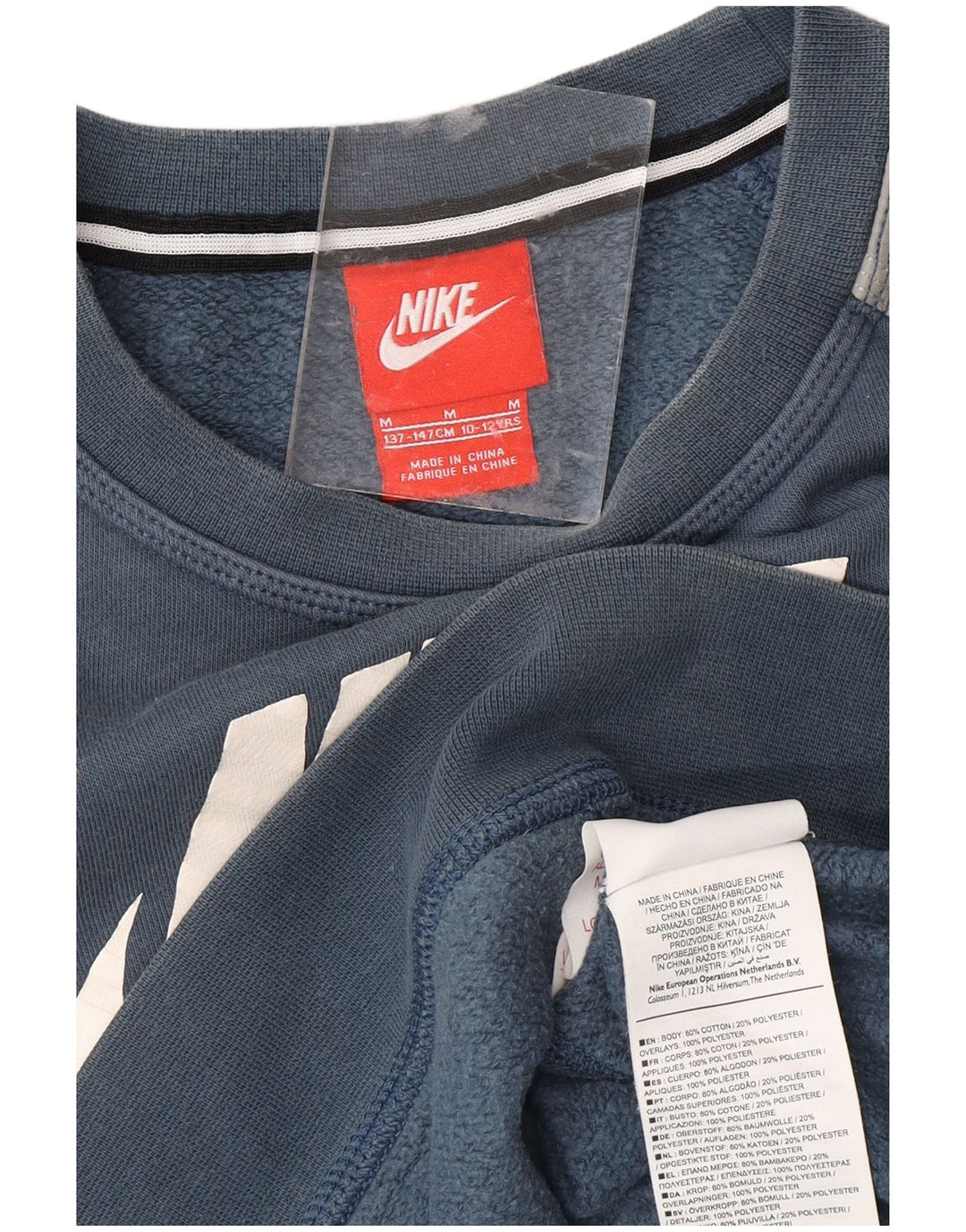 NIKE Graphic Sweatshirt Jumper 10-11 år Medium Blue Colourblock