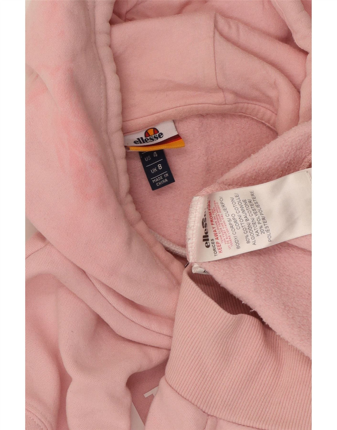 ELLESSE Oversized grafisk hættetrøje til kvinder UK 8 Small Pink Bomuld