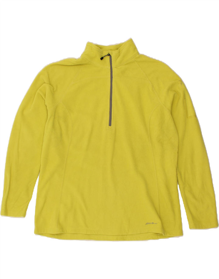 EDDIE BAUER Womens Zip Neck Fleece Jumper UK 20 2XL Yellow Polyester Vintage Eddie Bauer and Second-Hand Eddie Bauer from Messina Hembry 
