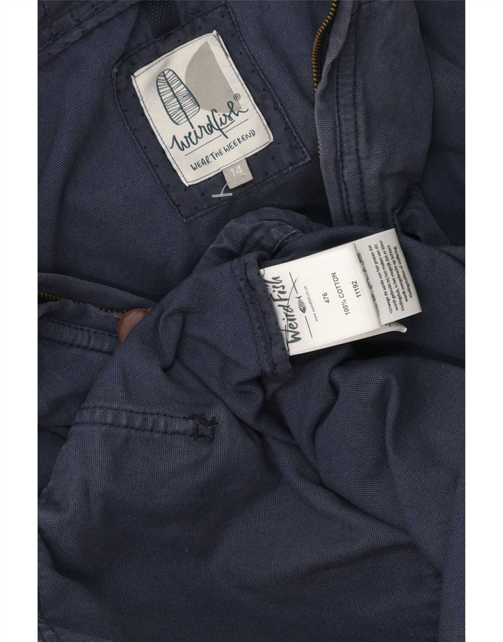 Weird Fish Dame Hooded Bomber Jacket UK 14 Medium Navy Blue Cotton