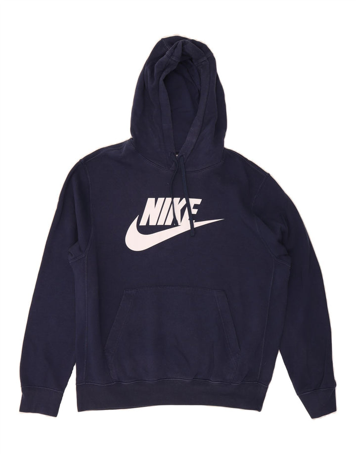 NIKE Mens Graphic Hoodie Jumper Medium Navy Blue Cotton Vintage Nike and Second-Hand Nike from Messina Hembry 