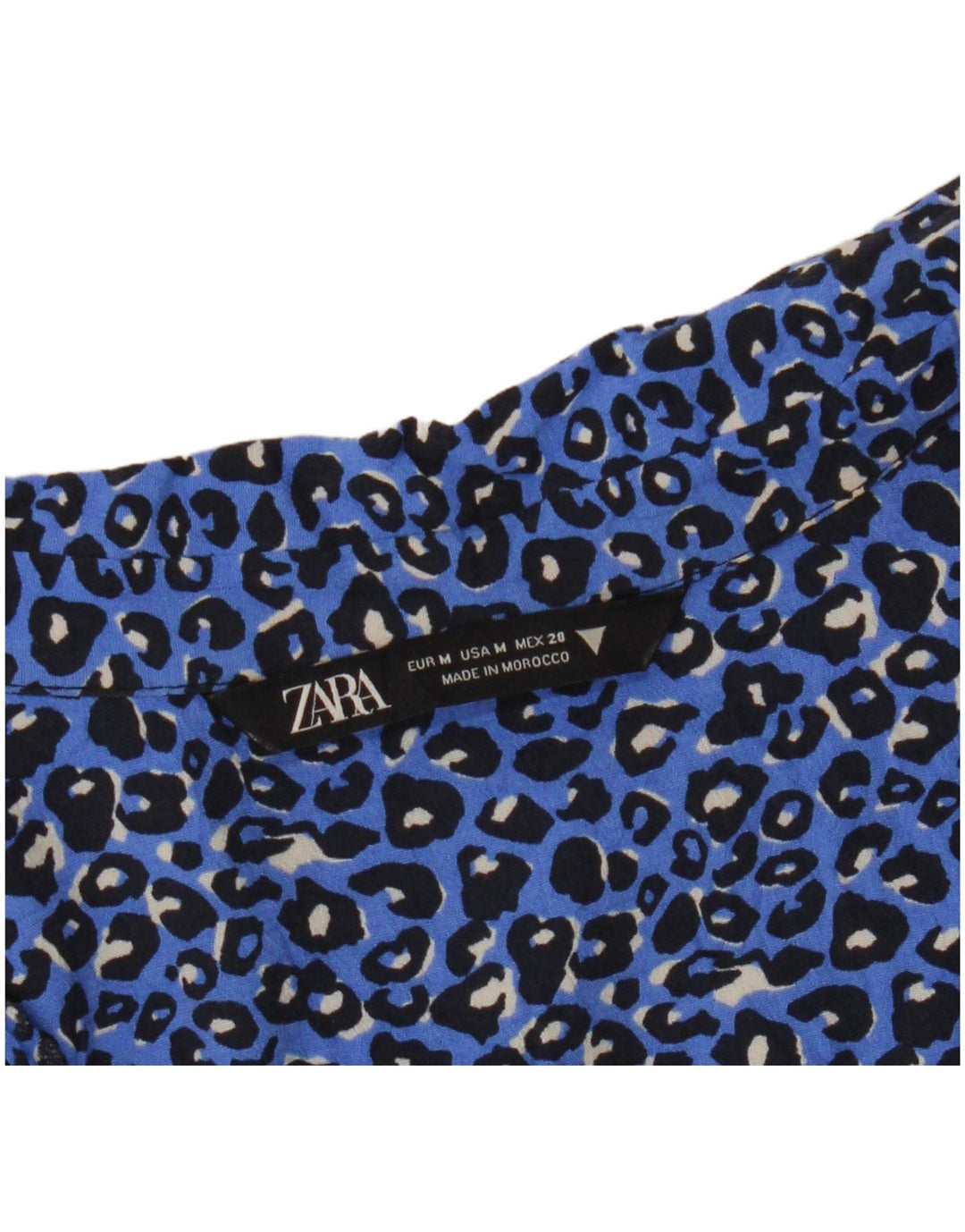 Zara Dameskjorte UK 14 Medium Blue Animal Print