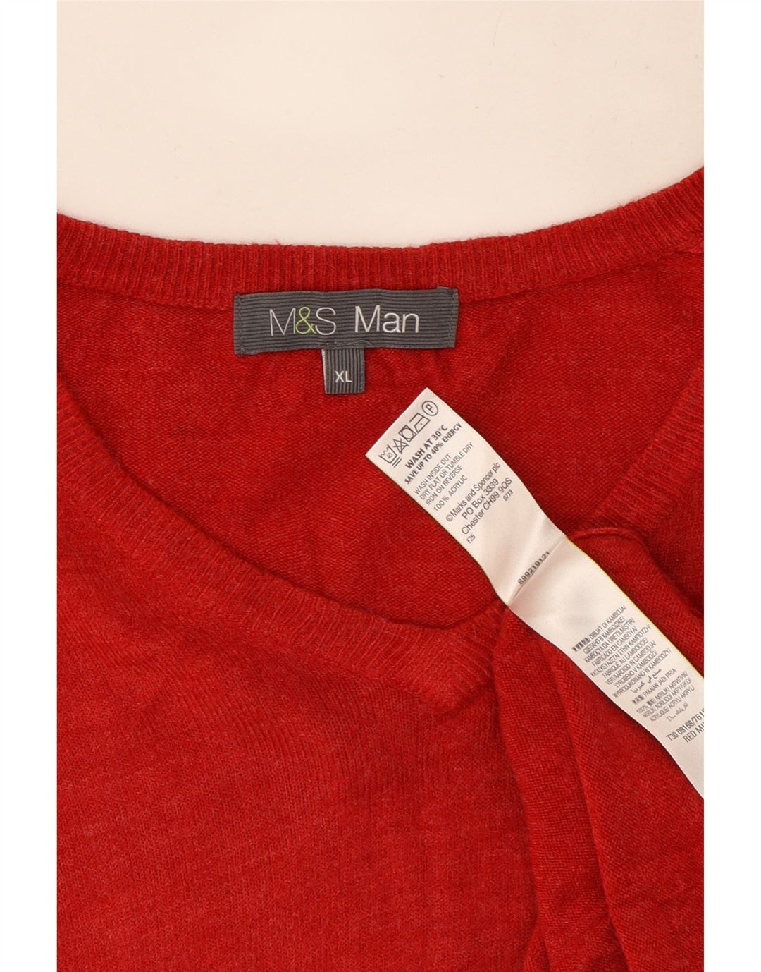 Marks & Spencer Herre V-hals sweater XL Rød Akryl
