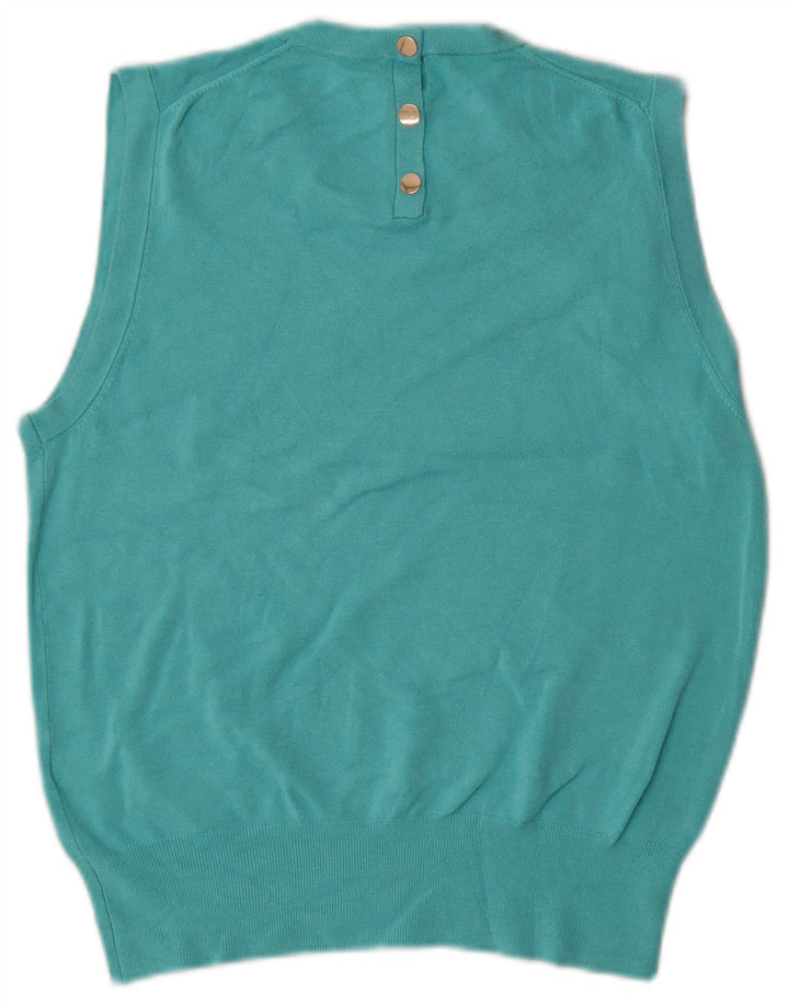 Zara Dame Vest Tank Top UK 14 Large Blue Viscose